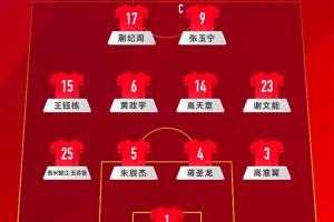 国足首发俱乐部分布：海港、泰山、申花各3人，浙江&国安1人